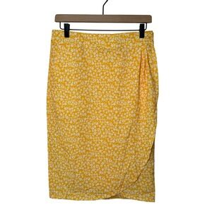 RipSkirt Hawaii Wrap Skirt Small Yellow Ditsy Daisy Floral Stretch Active Travel